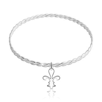 Navliekací kruhový náramok zo striebra 925 - symbol Fleur de Lis 
