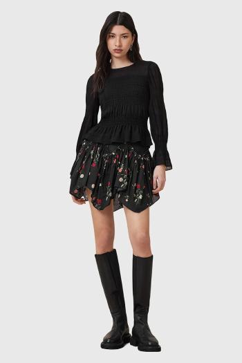 Bavlnená sukňa AllSaints DELILAH čierna farba, mini, áčkový strih, W032RC