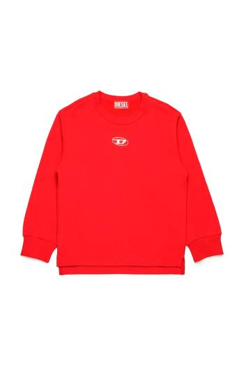 Detská bavlnená mikina Diesel SMACSISOD OVER SWEAT-SHIRT červená farba, jednofarebná, J02024