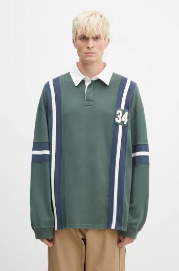 Bavlnená mikina AMBUSH Striped Rugby Shirt pánska, zelená farba, s nášivkou, BMGC002F24JER0015245