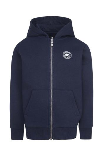 Detská mikina Converse zelená farba, s kapucňou, jednofarebná