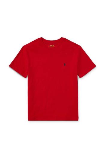 Detské bavlnené tričko Polo Ralph Lauren červená farba, jednofarebné