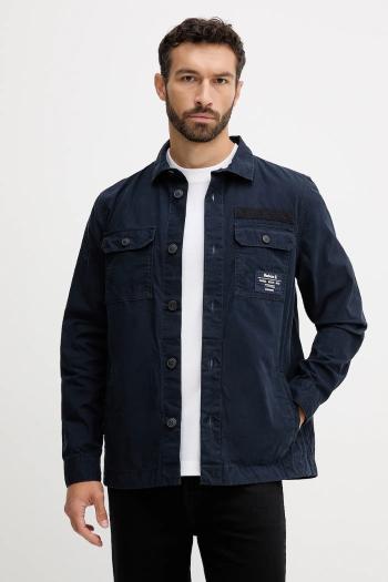 Bavlnená košeľa Barbour Bidlam Overshirt pánska, tmavomodrá farba, regular, s klasickým golierom, MOS0368