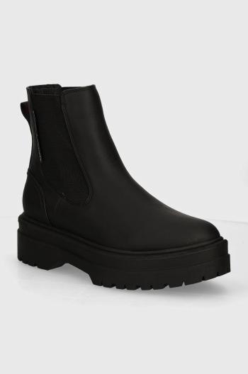 Topánky chelsea Tommy Hilfiger RUBBERISED CHELSEA TL dámske, čierna farba, na plochom podpätku, FW0FW08162