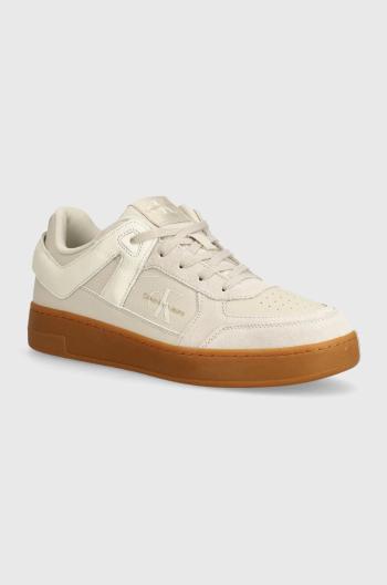 Tenisky Calvin Klein Jeans BASKET CUP LOW LACEUP LTH ML MTR béžová farba, YM0YM00994