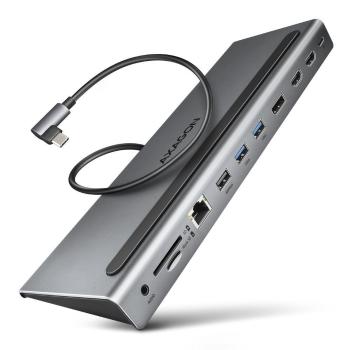 Dokkoló állomás AXAGON HMC-4KX3 11-in-1 Docking Station, USB-C 5Gbps, 3x USB-A, 2x HDMI, DP, RJ-45,  SD/microSD, audio, PD 1