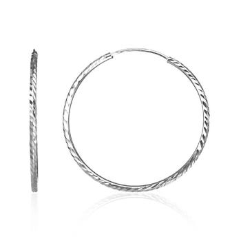 Strieborné okrúhle náušnice 925 - úzke kruhy s priehlbinkami, 30 mm