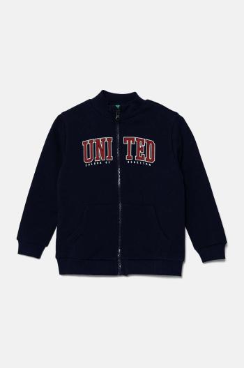 Detská bavlnená mikina United Colors of Benetton tmavomodrá farba, vzorovaná, 3J70G5033