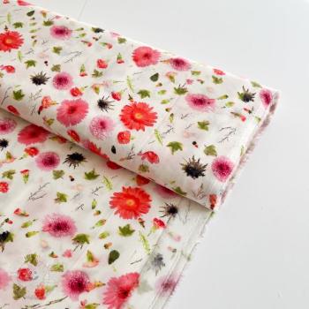 Viskóza RAYON POPLIN Pink flowers design C digital print