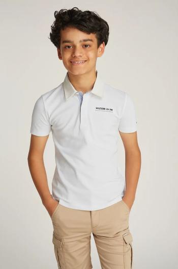 Detské polo tričko Tommy Hilfiger biela farba, jednofarebné, KB0KB09332
