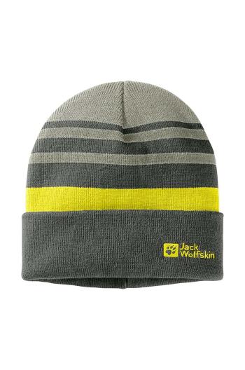 Detská čiapka Jack Wolfskin STRIP NIT zelená farba biela