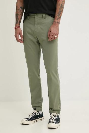Nohavice Tommy Jeans pánske, zelená farba, priliehavé, DM0DM20282