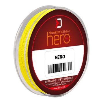 Delphin náväzcová šnúra hero 4 fluo žltá 15 m - 0,18 mm 12,30 kg