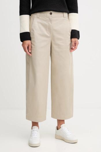 Nohavice Calvin Klein Jeans béžová farba, rovný strih, vysoký pás, LV044D662G