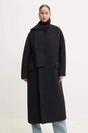 Vlněný kabát MSGM černá barva, přechodný, oversize, 3742MDC04.247503