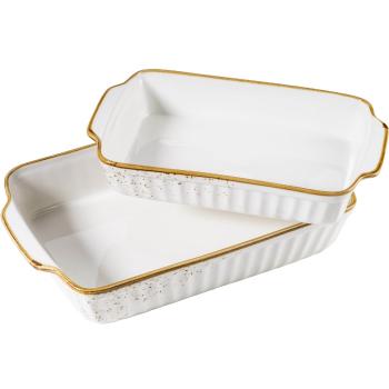 Mäser 2-dielna súprava zapekacích mís Pintar White hnedé bodky