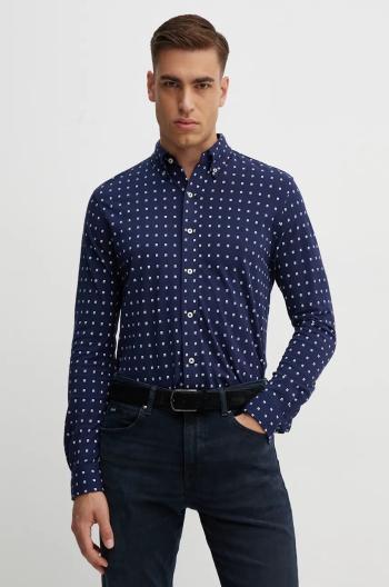 Bavlnená košeľa Polo Ralph Lauren pánska, tmavomodrá farba, slim, s golierom button-down, 710951941