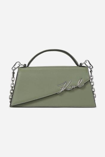Kožená kabelka Karl Lagerfeld zelená farba, A1W30458