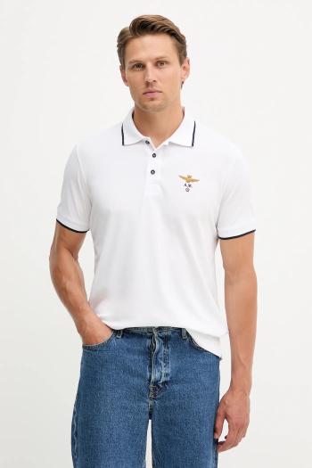 Bavlnené polo tričko Aeronautica Militare biela farba, jednofarebné, PO1308UP00082