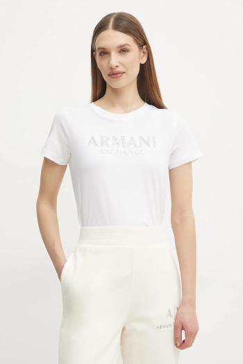 Bavlnené tričko Armani Exchange dámske, biela farba, XW000387 AF10354