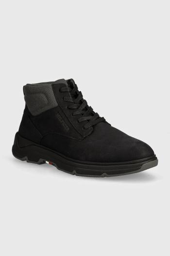 Topánky Tommy Hilfiger HILIFGER NUBUCK HYBRID CHUKKA pánske, čierna farba, FM0FM05108
