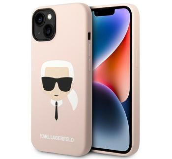 Karl Lagerfeld Silicone Karl&#039;s Head Apple iPhone 14 Plus Magsafe hátlap tok, halvány rózsaszín