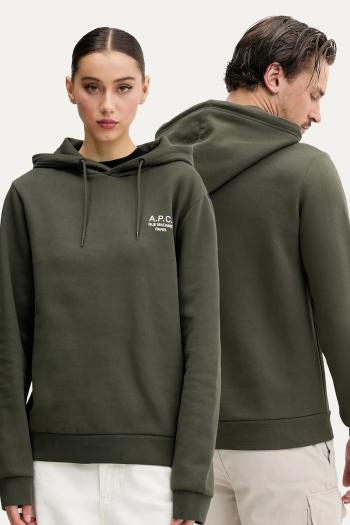 Mikina A.P.C. hoodie standard rue madame GOTS zelená farba, s kapucňou, melanžová, COHBV.M27914