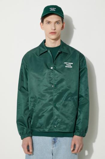 Bunda Drôle de Monsieur La Veste Slogan pánska, zelená farba, prechodná, PERM-JT183-PA014-DGN
