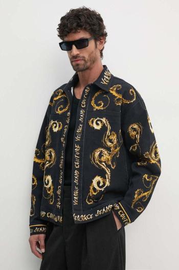 Rifľová bunda Versace Jeans Couture pánska, čierna farba, prechodná, oversize, 77GAS40P ES125LO1