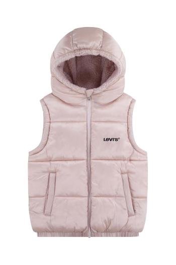 Detská obojstranná vesta Levi's REVERSIBLE VEST ružová farba, 4EL266