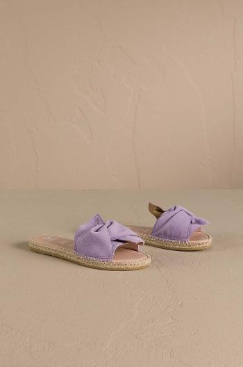 Semišové šľapky Manebi Hamptons Sandals With Knot dámske, fialová farba, W 1.3 JK