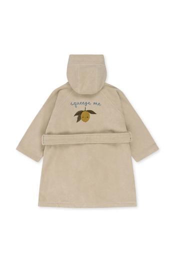 Detský bavlnený župan Konges Sløjd TERRY BATHROBE EMBROIDERY GOTS béžová farba, KS103319