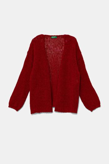 Kardigán s prímesou vlny United Colors of Benetton červená farba, 136QC601M