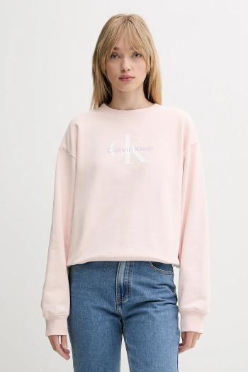 Mikina Calvin Klein Jeans béžová farba, s potlačou, LV047B234G