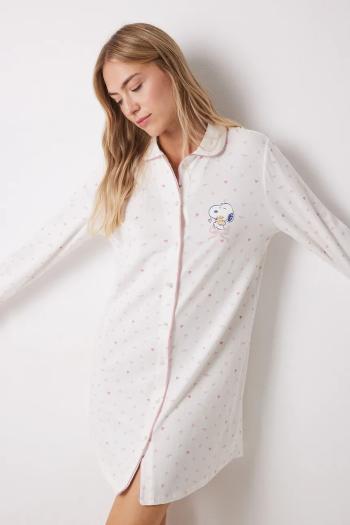 Bavlnená pyžamová košeľa women'secret SNOOPY dámska, béžová farba, bavlnená, 4449081
