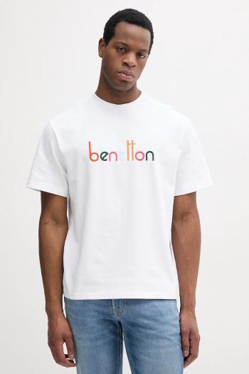 Bavlnené tričko United Colors of Benetton pánsky, žltá farba, s nášivkou, 3MI6U109O