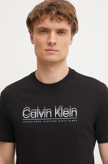 Bavlnené tričko Calvin Klein pánske, čierna farba, s potlačou, K10K114149