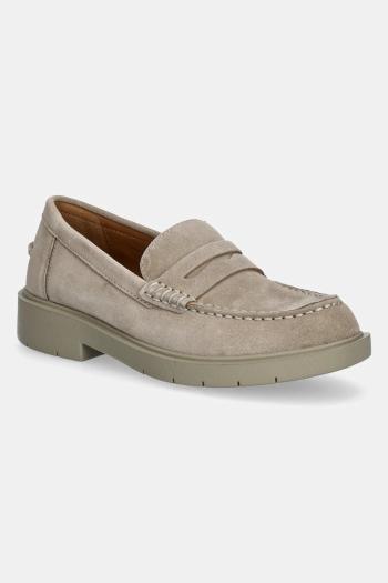 Semišové mokasíny Geox D SPHERICA EC1 dámske, béžová farba, na plochom podpätku, D25QRA 00022 C5004