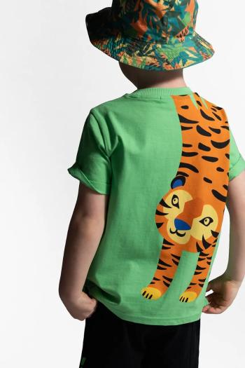 Bavlnené tričko Coccodrillo zelená farba, vzorované, TROPICAL STORY BOY KIDS