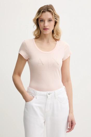 Bavlnené tričko Armani Exchange ružová farba