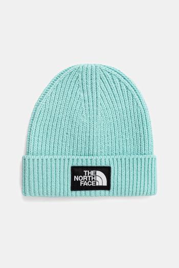 Detská čiapka The North Face KIDS TNF BOX LOGO CUFFED BEANIE tyrkysová farba biela, NF0A7WGC6EI1