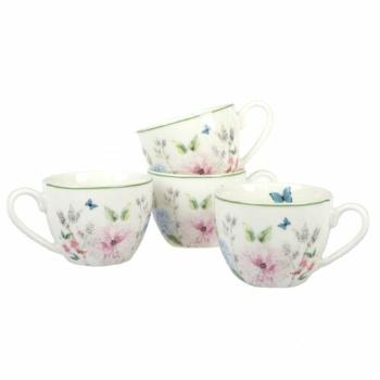 4-dielna sada porcelánových šálok Flower Garden, 90 ml