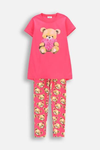 Detské bavlnené pyžamo Coccodrillo ružová farba, s potlačou, PYJAMAS