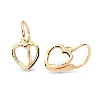 Cutie Jewellery Zlaté srdiečkové náušničky so zirkónom C2761-10-X-1 biela
