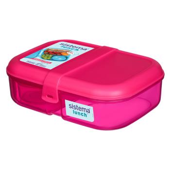SISTEMA Lunch Krabička 3komory + kelímok ružová 1,1l