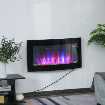 HOMCOM Elektrický krb na zeď, 65 x 52 x 11 cm