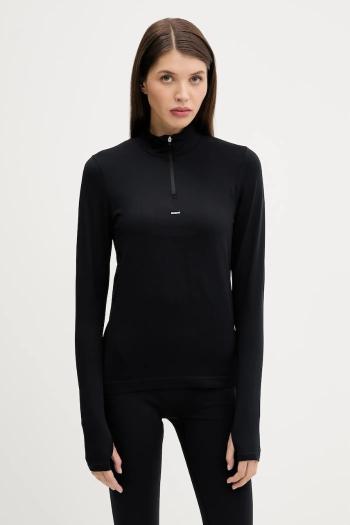Tričko s dlhým rukávom Pangaia Plant-Stretch Zipped Long Sleeve Top čierna farba, 10002426
