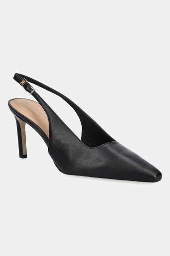 Kožené lodičky Tommy Hilfiger SQUARED TOE HIGH HEEL SLINGBACK čierna farba, FW0FW08636
