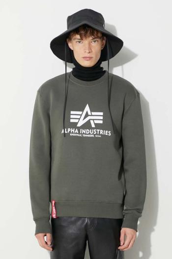 Mikina Alpha Industries Basic Sweater 178302.142, pánska, zelená farba, s potlačou