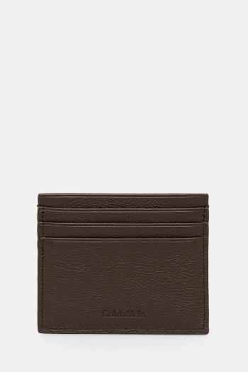Kožené puzdro na karty Calvin Klein hnedá farba, LV04D1100G